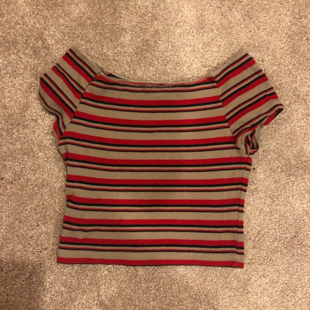 Striped off the should brandy Melville crop top